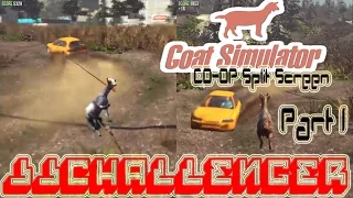 Goat Simulator "Co-op Split Screen" Part 1 JJChallenger HD