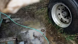 Home made rock saw cutting granite slabs