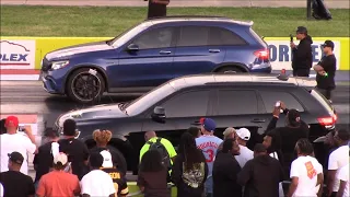 AMG GLC63 vs Lamborghini URUS, Jeep Trackhawk, Hellcat Charger & Challenger Scat Pack 1/4 Mile