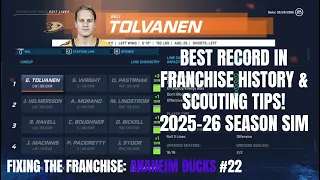 NHL 20 | Fixing the Franchise - Anaheim Ducks #22: AMAZING Record & Scouting Tips! (2025-26 Sim)