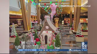 Checking out the giant gingerbread house at Aria Resort & Casino