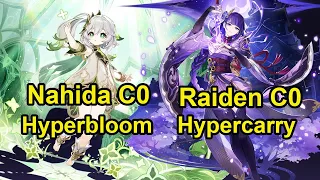 Nahida C0 Double Hydro & Raiden C0 Hypercarry Spiral abyss floor 12 genshin Impact