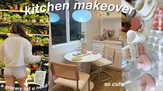 AESTHETIC KITCHEN ORGANIZATION! 🌱 grocery shop, decorate, clean, + organize w me! *healthy girl era*