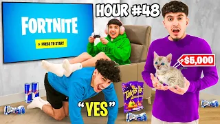 Saying YES To My Little Brother For 50 Hours While He Plays Fortnite!