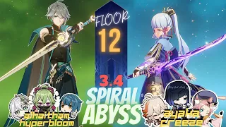 C0 Alhaitham Hyperbloom & C1 Ayaka Freeze - 3.4 Spiral Abyss Floor 12 GENSHIN IMPACT