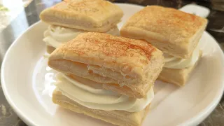 Perfect dessert of Puff pastry and pastry cream. Ready in 20 minutes.