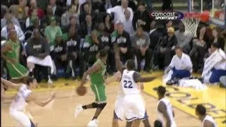 Jumping behind the back pass from Rajon Rondo - Celtics @ Warriors 3/14/12