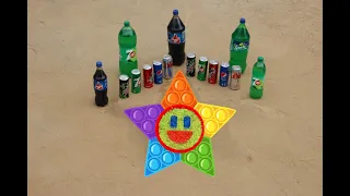 How to make STAR from cement & Orbeez,Experiment with coca cola,Fanta,Mountain dew,Soda and Mentos