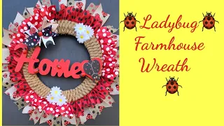 Ladybug Farmhouse Wreath Tutorial DIY Crafts Spring Decor Crafting With Ollie