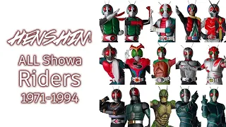 All Showa Kamen Riders Henshin (1971-1994)