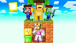 Minecraft: PRINCESA PEACH vs MARIO, LUIGI, BOWSER en 1 CHUNK 😱🔪 MINECRAFT SPEEDRUN con Los PANAS