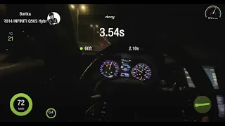 360HP Infiniti Q50S Hybrid AWD 0-100,1/4m Dragy Test +21°C ⏱