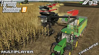 Harvesting corn w/ 12 harvesters | Lone Oak Farm 19 | Multiplayer Farming Simulator 19 | Episode 32