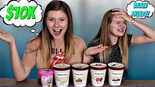 Last one to STOP eating ICE CREAM WINS $10,000 with Taylor & Vanessa