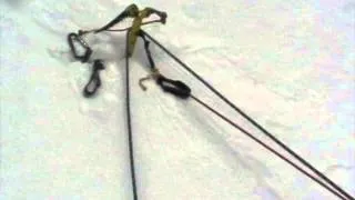 Rappelling station in ice that can be easily dismantled