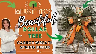 Dollar Tree Carrot Wreath DIY That's Perfect For Spring! - Easy Wreaths - Easter Crafts #dollartree