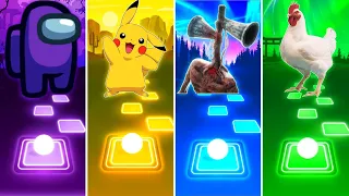 Among Us vs Pikachu vs Siren Head vs Chicken - Tiles Hop EDM Rush