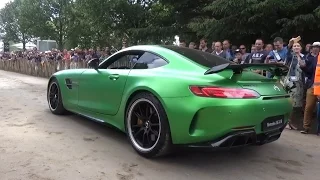 Mercedes AMG GT R UK Debut! Revs and Burnout! FOS 2016.