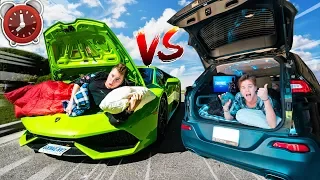 24 Hour LAMBORGHINI Vs JEEP Challenge! $10,000 Vs $300,000 CAR Overnight