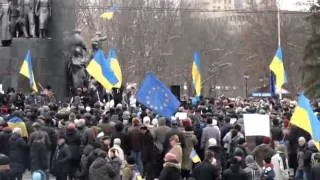 Майдан Харьков, 08 12 2013, митинг в поддержку евроинтеграции Украины, памятник Шевченко