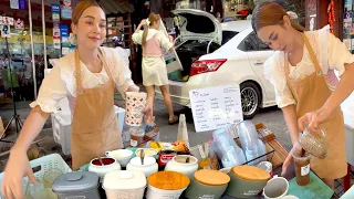 HARDWORKING BEAUTIFUL YOUNG LADY SELLING TASTIEST COFFEE ON BANGKOK STREETS | THAI STREET FOOD
