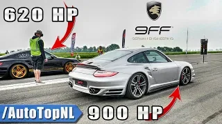 900HP Porsche 911 Turbo 9ff vs 620HP 911 Turbo 1/2 MILE SPEED TRAP by AutoTopNL