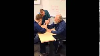 70 Year Old English Teacher vs. 19 Year Old Student (Arm Wrestling)