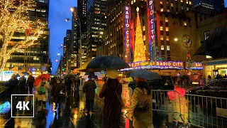 NYC CHRISTMAS Vibes ✨🎄 Walking in the RAIN ☔Rockefeller Center, Fifth Avenue, Times Square