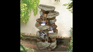 Scottfe 4 Tier Rock Water Fountain with LED Lights