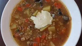 Суп с ПЕРЛОВКОЙ - просто объедение | Суп с перловой крупой и сушеными грибами