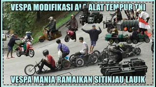 Keren Banget, Vespa Modifikasi Ala Alat Tempur TNI Ramaikan Jalur Sitinjau Lauik