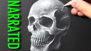 How to Draw a Skull [White Pencil on Black Paper]