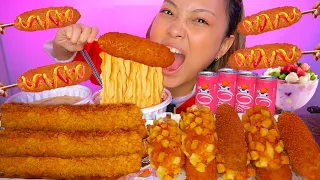 MUKBANG JAJANAN KOREA CORNDOG, TTEOKBOKKI DAN AYAM SUPER PANJANG 1/4 METER 😱 | ASMR REDDOG INDONESIA