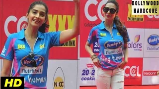 (CCL 5) Celebrity Cricket League 2015 Red Carpet - Sonam Kapoor, Malaika Arora Khan