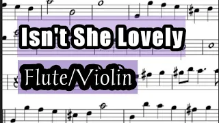 Isn't She Lovely Violin or Flute Sheet Music Backing Track Play Along Partitura