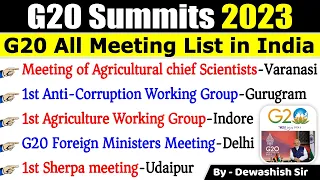 G20 Summit 2023 | G20 Summit India | G20 शिखर सम्मेलन 2023 | Summit 2023 Current Affairs