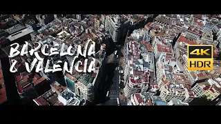 Streets of Valencia & Barcelona Spain Drone Stock Footage 4K