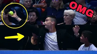 Cristiano Ronaldo SAVE a Tennis Ball From Hitting his Wife Georgina