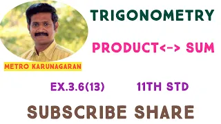 11th Std Maths Ex 3.6(13) Prove that sin(4A-2B) + sin(4B-2A)  / cos(4A-2B) + cos(4B-2A) = tan (A+B)