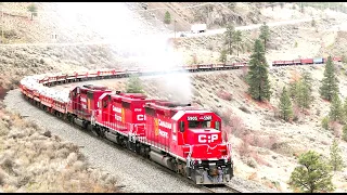 RARE! Three EMD SD40 Locomotives lead a work train in the Thompson Canyon!