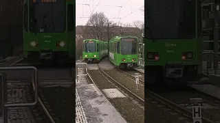 2x #Straßenbahn TW 6000 der ÜSTRA im original Lindgrün 😊 #Hannover #tram #trains #trainspotting