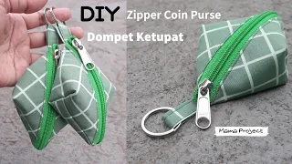 Zipper coin purse tutorial (with lining) | Cara membuat dompet lebaran | Dompet ketupat