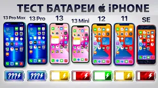 Тест батареи iPhone 13 Pro Max vs 13 Pro / 13 / 13 Mini / 12 / 11 / SE