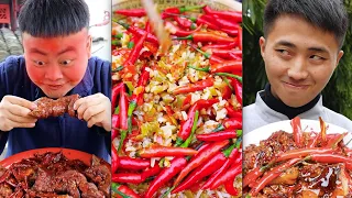 Eating chili challenge! | Funny Mukbang | TikTok Funny Video | Songsong and Ermao