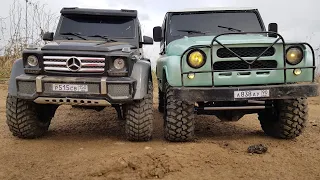 GELENDVAGEN G500 4x4 vs UAZ 4x4 ... Comparative test on the road. OFFroad Traxxas TRX4