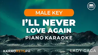 I'll Never Love Again - Lady Gaga (Male Key - Piano Karaoke)