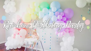 DIY AT HOME RAINBOW 1ST BIRTHDAY PARTY| PASTEL RAINBOW ARCH| RAINBOW DECOR IDEAS| DECORATE WITH ME