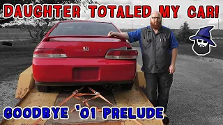 My Daughter Totaled My Car! The CAR WIZARD inspects damage & says goodbye to his 2001 Honda Prelude!