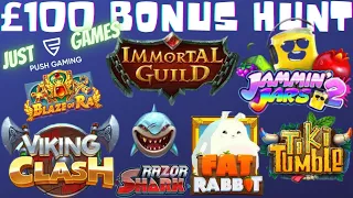 £100 v PUSH GAMING LOW STAKE BONUS HUNT : 9 Bonuses Jammin Jars 2, Viking Clash, Razor Shark + More