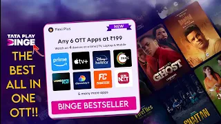 Tata Play Binge New ₹199 Plan 2024🔥: Any 6 OTT, Best OTT Bundle, Prime Video, Hotstar,Apple TV+,Zee5